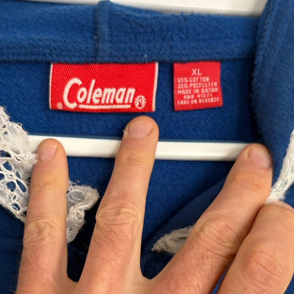 Coleman Blue Hoodie with Floral Embroidery‎ Craft Day Mayham